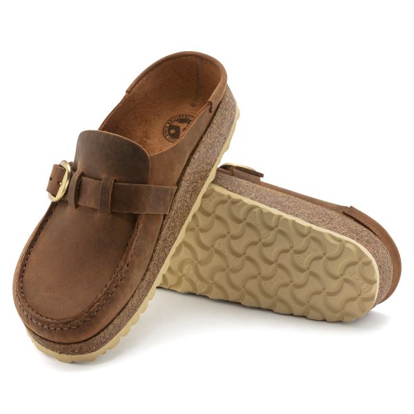 Birkenstock Cognac Buckley Oiled Leather Women's Moccasin Style Clogs R1024017