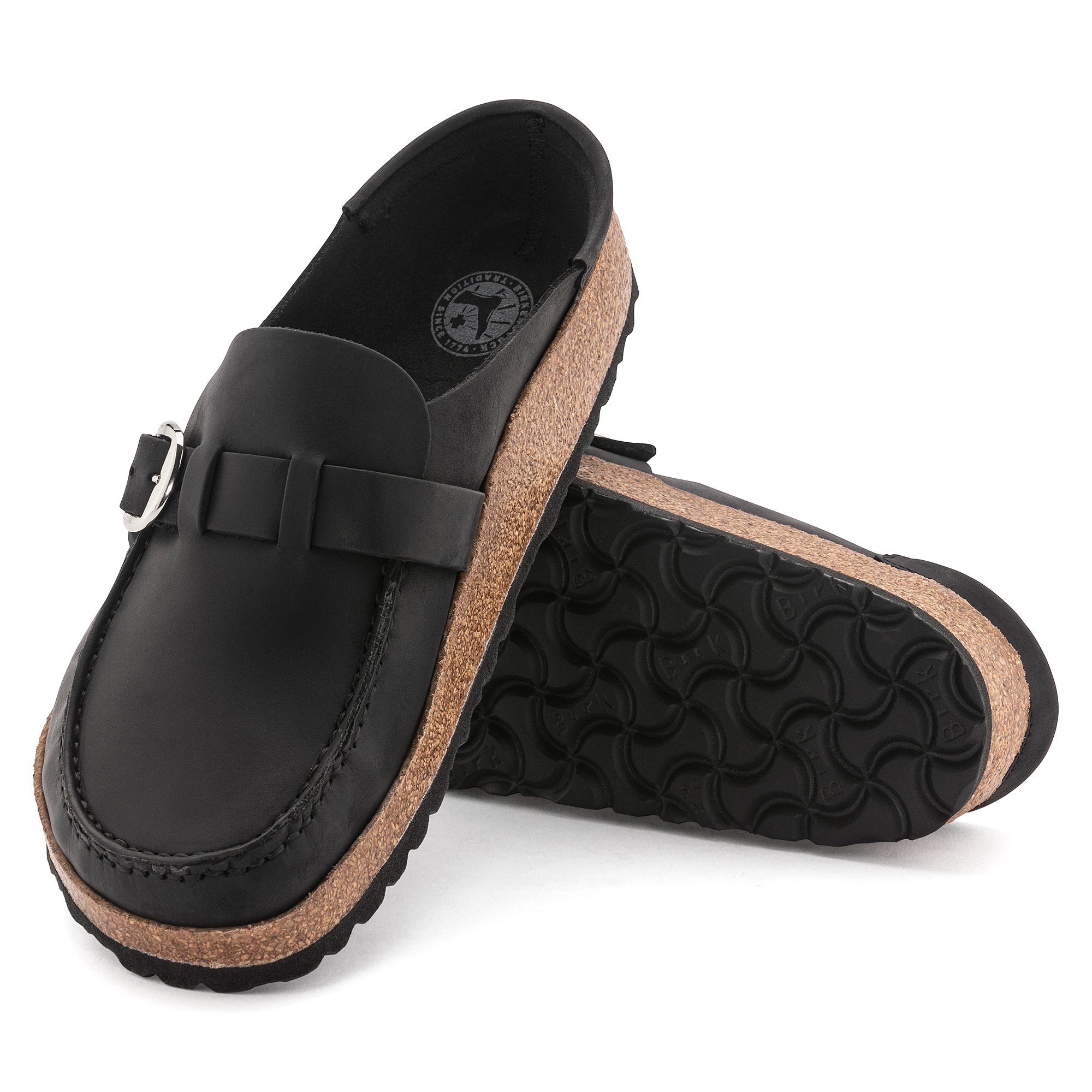 Birkenstock Black Buckley Oiled Leather Women's Open Back Clog Shoes R1024897