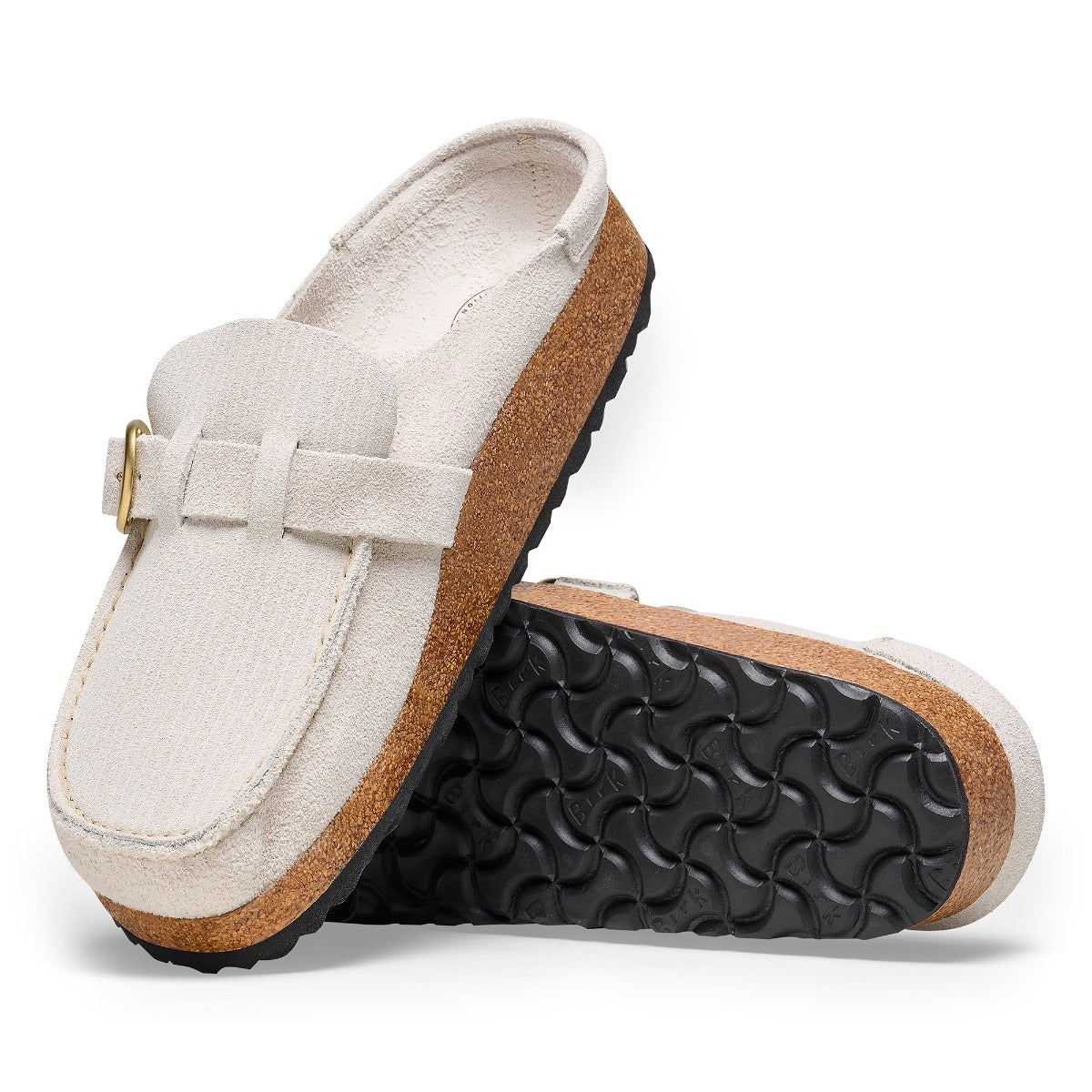 Birkenstock Corduroy Antique White Buckley Suede Embossed Women's Shoes N1025232