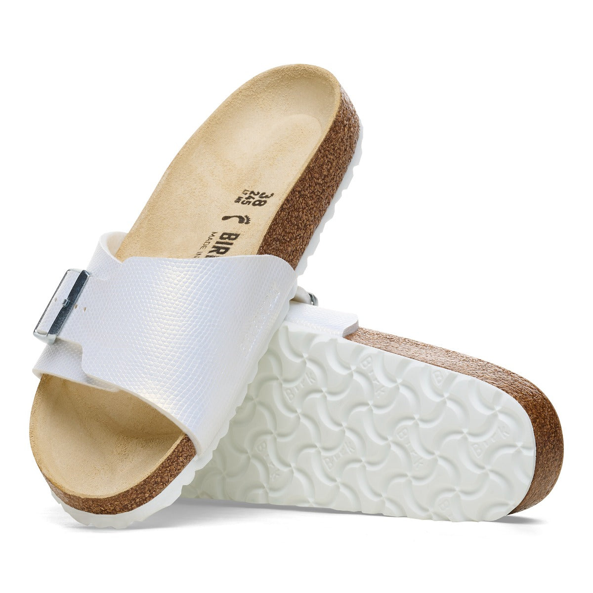 Birkenstock Shiny Lizard White Catalina BS Birko-Flor Embossed Women's Sandals N1026474