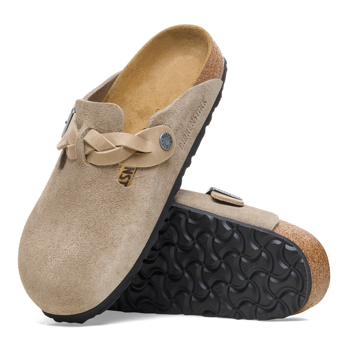 Birkenstock Taupe Boston Braided Suede Leather Women's Shoes N1026694