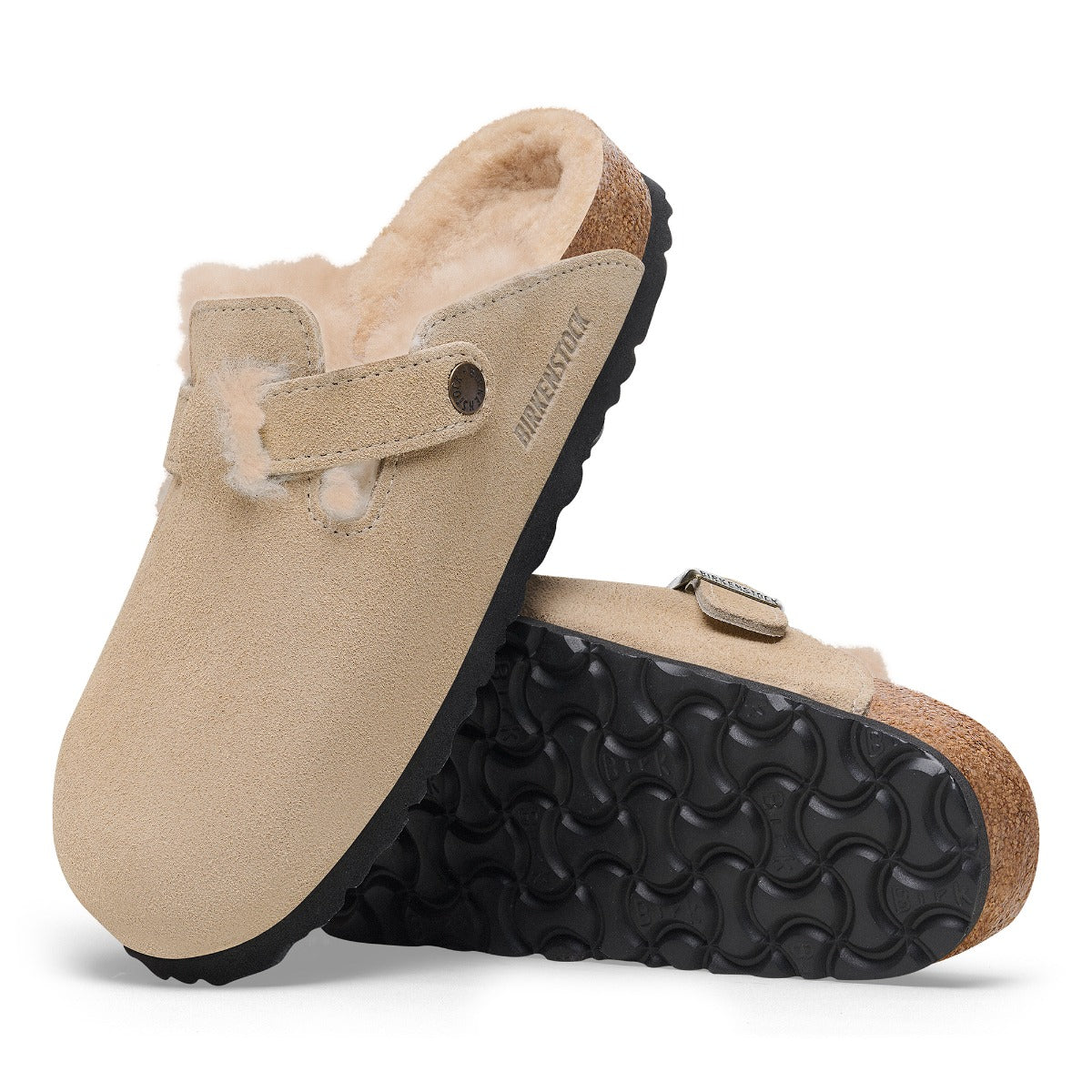 Birkenstock Taupe Boston Shearling Women's Suede Leather Clogs R1028289