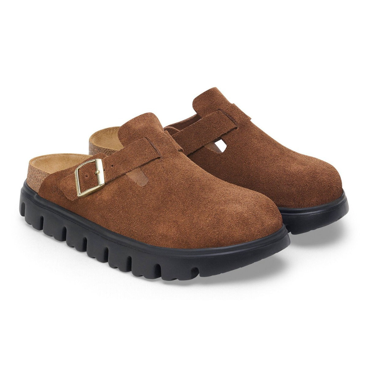 Birkenstock Dark Tea Suede Leather Boston Chunky Women's Clogs N1028402