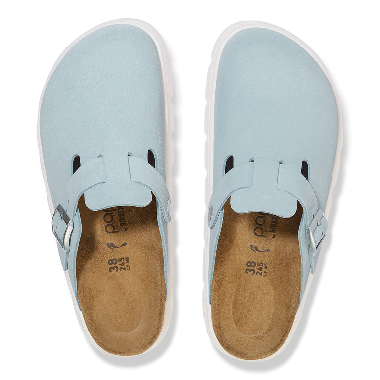Birkenstock Baby Blue Boston Chunky Suede Leather Women's Clog Shoes N