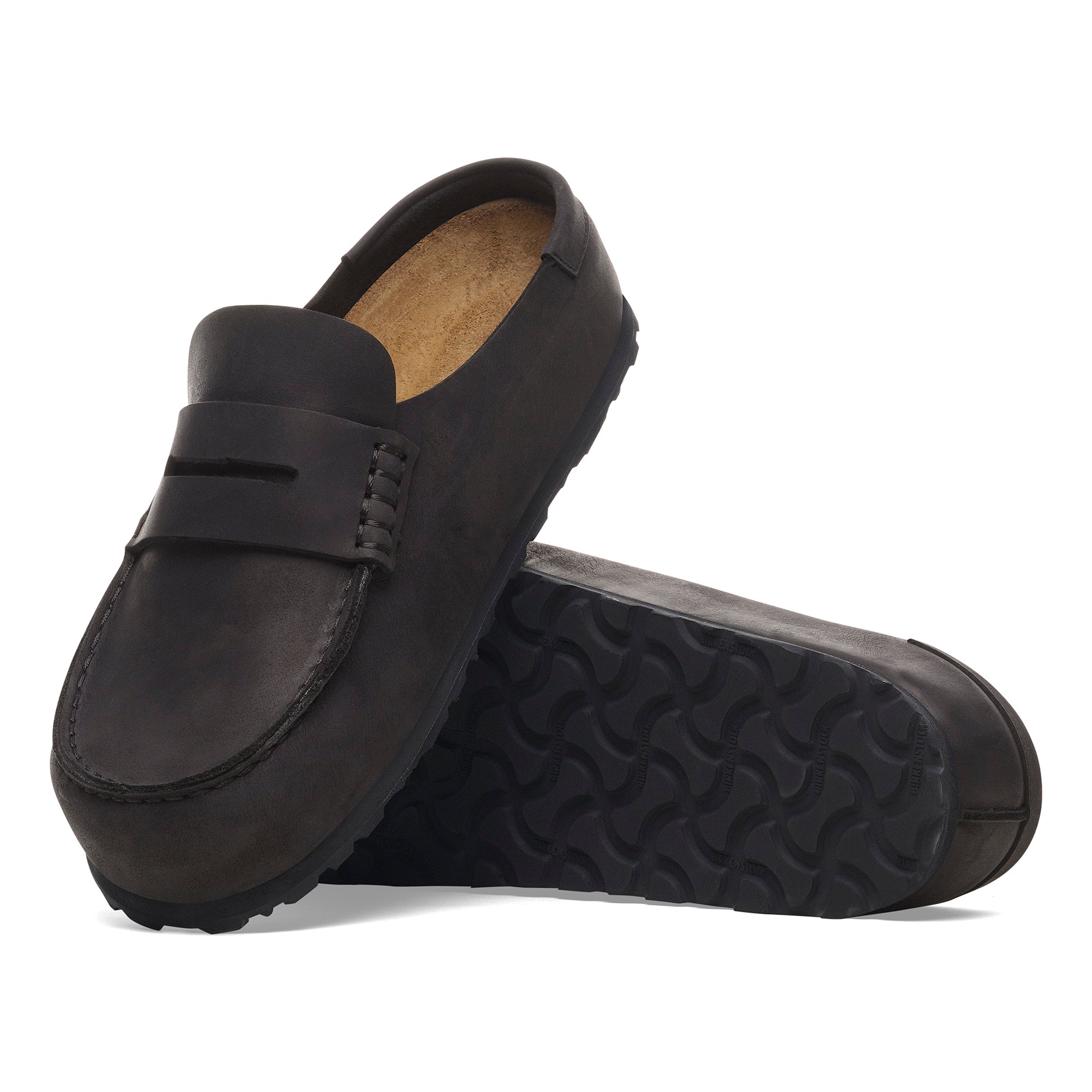 Birkenstock Black Naples Wrapped Oiled Leather Men's Loafer Style Clog Shoes 1029711