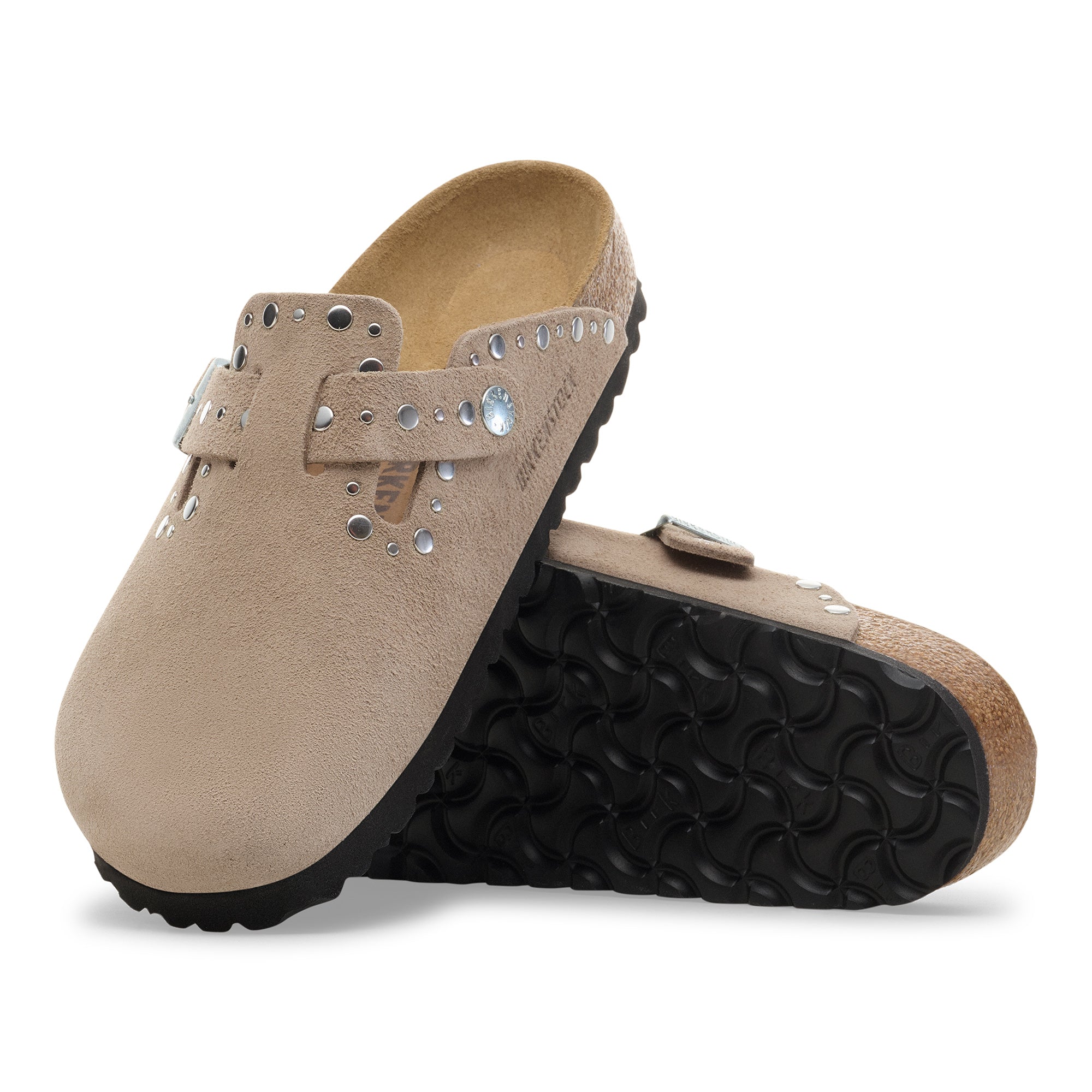 Birkenstock Taupe Boston Rivets Suede Leather Women's Clogs N1030418