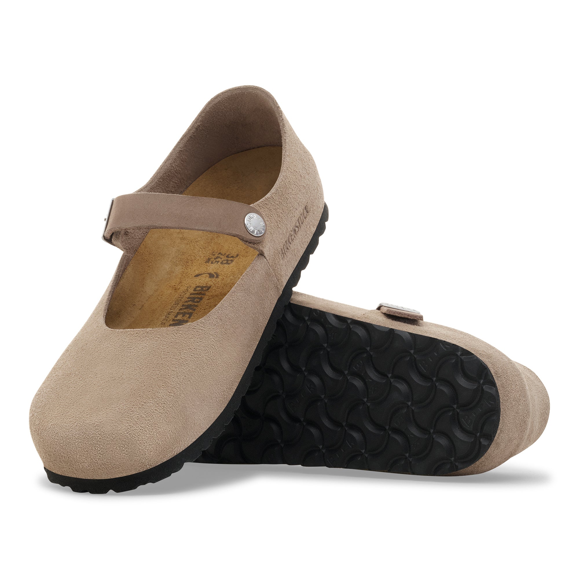 Birkenstock Taupe Mantova Women's Mary Jane Suede Leather Shoes N1030432