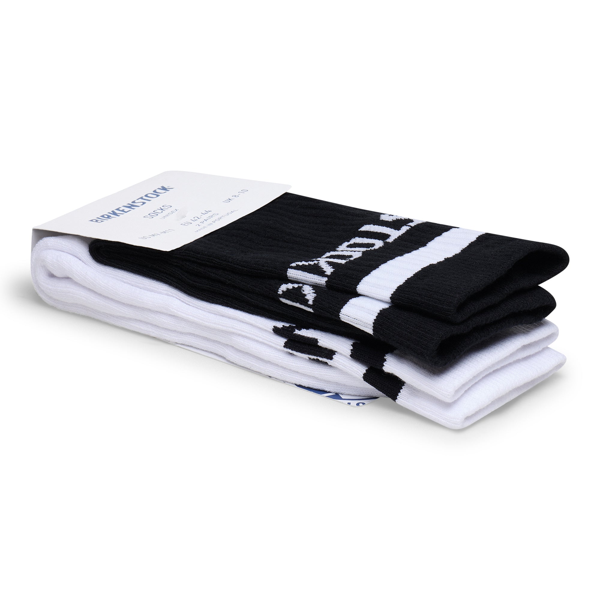 Birkenstock Black and White Cotton Crew 2 Pack of Socks 1030803