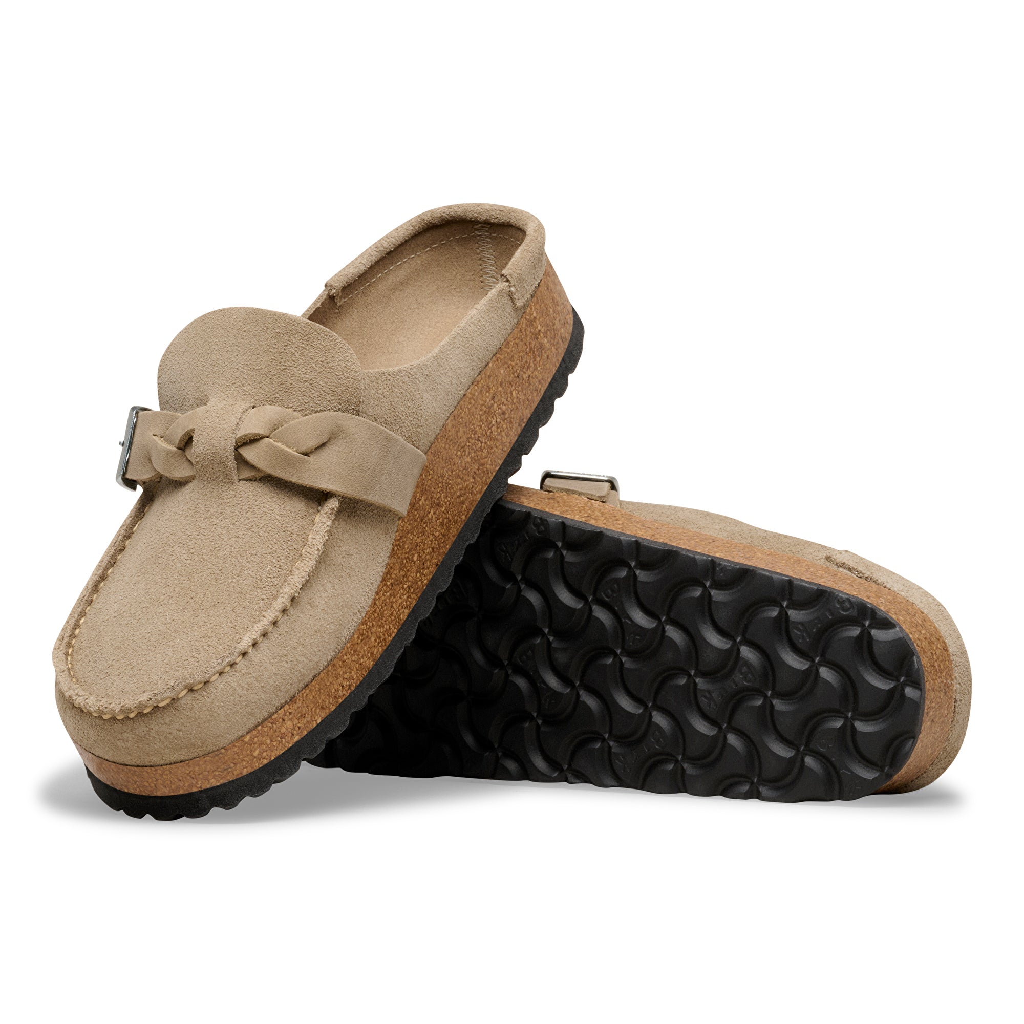 Birkenstock Taupe Buckley Braided Women's Suede Leather Clogs N1031455