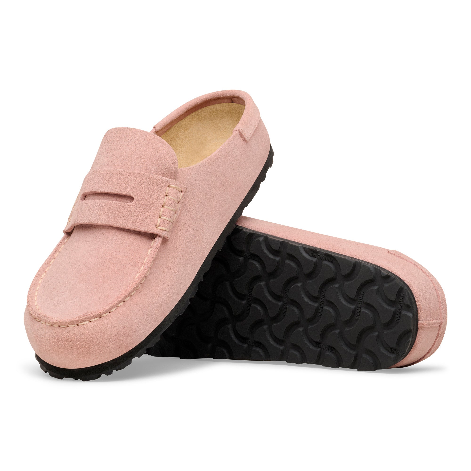 Birkenstock Pink Clay Naples Wrapped Suede Leather Women's Loafer inspired Clogs 1031683N
