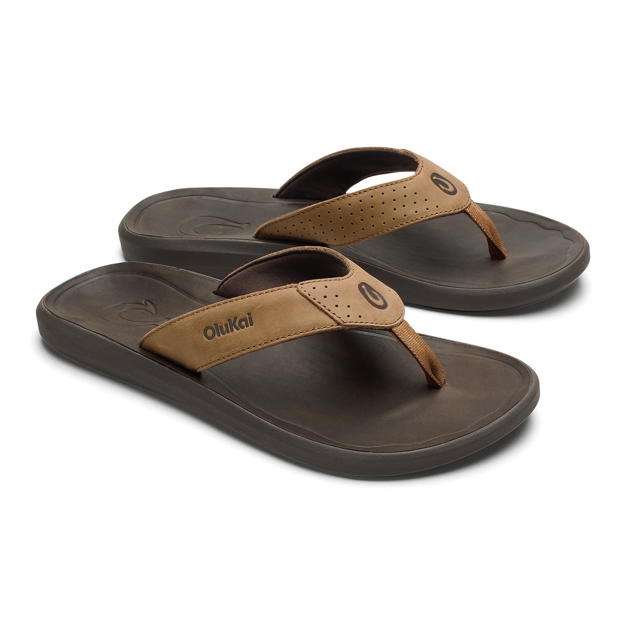 Olukai Tan/Dark Java Pili Men's Waterproof Leather Sandals 10553-3448