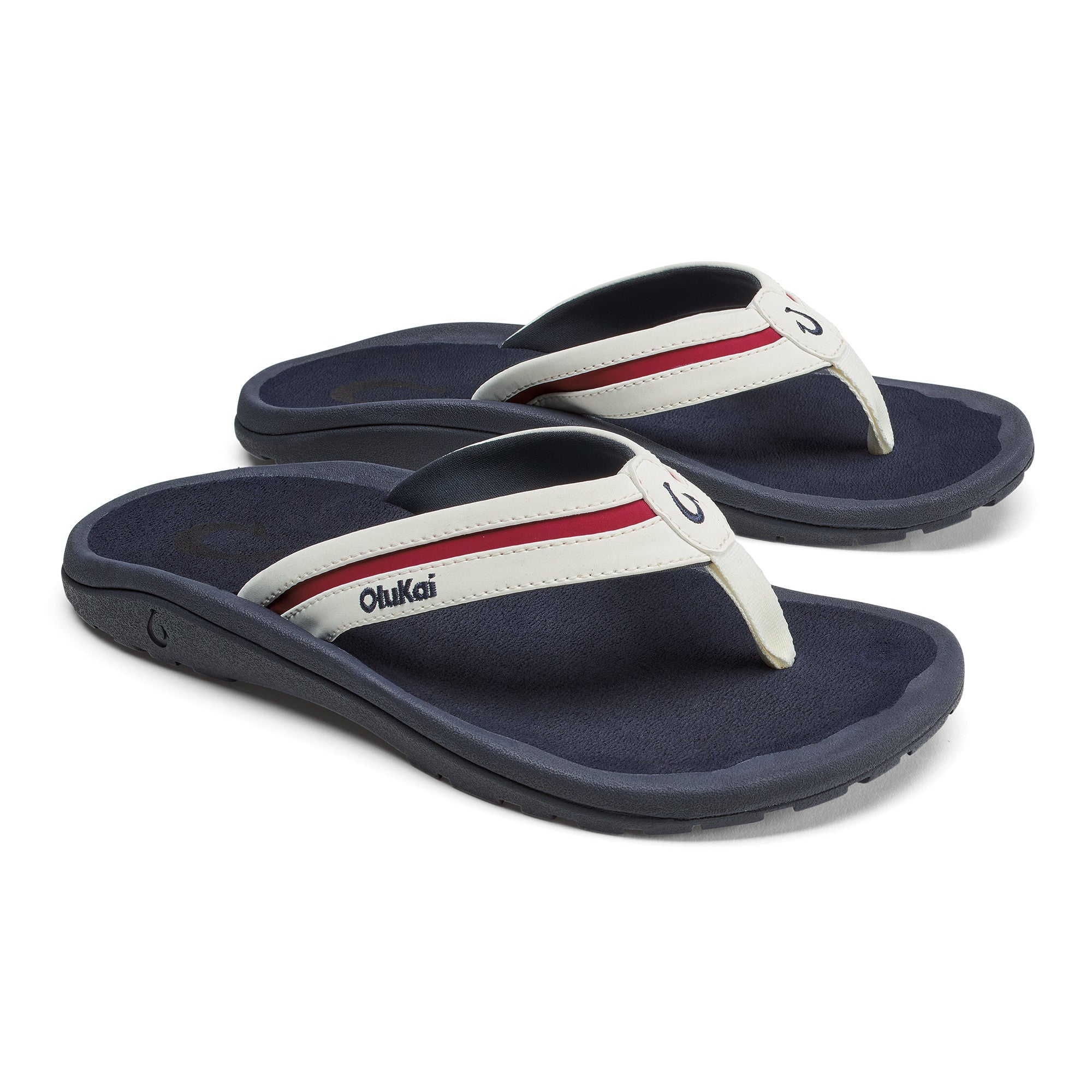 Olukai Bright White/Americana 'Ohana Palua Men's Beach Sandals 10574-WBPA