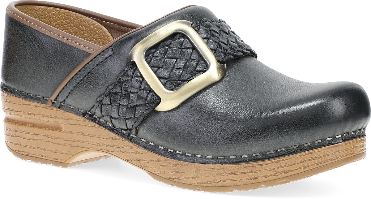 Dansko Black Leather Women's Pro Braided Clog Shoes 10600-026112