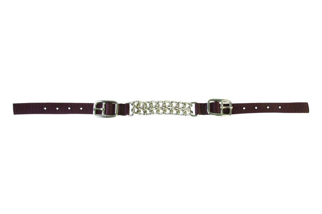 Aime Imports Brown Double Chain Curb Strap 3/4 inches X19 inches  PP STRAP/DBL CHAIN 108991BR