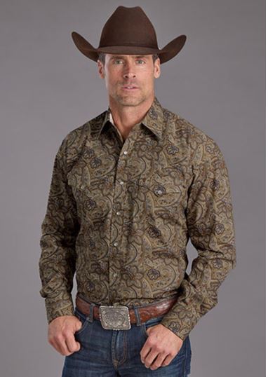 Stetson San Antonio Paisley Men's Collared 2 Pocket Longsleeve Snap Shirt 1100104251028BR