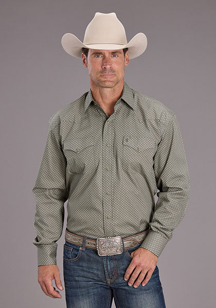 Stetson Grey Smoke Diamonds Men's Long Sleeve Snap Western Shirts 11-001-0425-4015