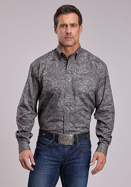 Stetson Smoke Paisley Print Men's Long Sleeve Button Up Western Shirt 11-001-0526-1046