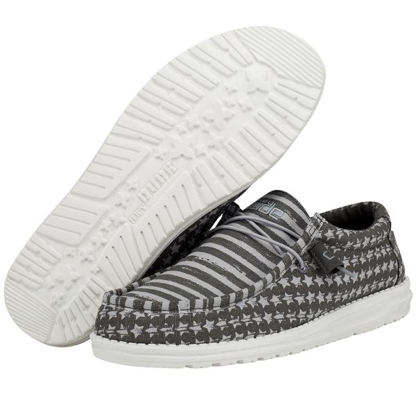 Hey Dude Grey Wally Patriotic Mens Casual Shoes 110063196