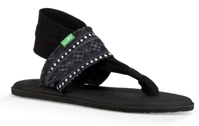 Sanuk Abbot Kinney Black/White Yoga Sling 2 Prints Womens Comfort Sandals 1100696
