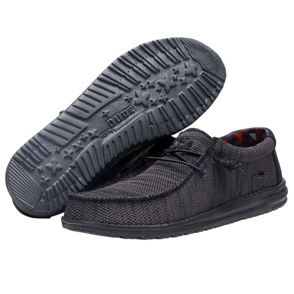Hey Dude Jet Black Wally Sox Mens Casual Shoes 110354935
