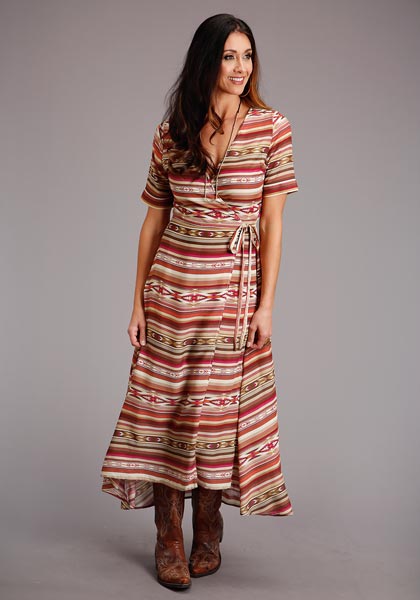 Stetson Sunset Serape Print Women's Long Dress with Side Ties 11-057-0