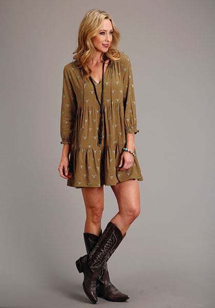 Stetson Brown Mojave Print Women's Flat Rayon Dress 11-057-0590-7036 BR