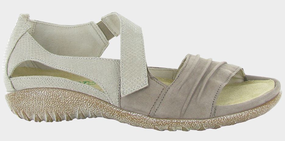 Naot Stone Nubuck/Beige Lizard Leather Papaki Womens Sandals