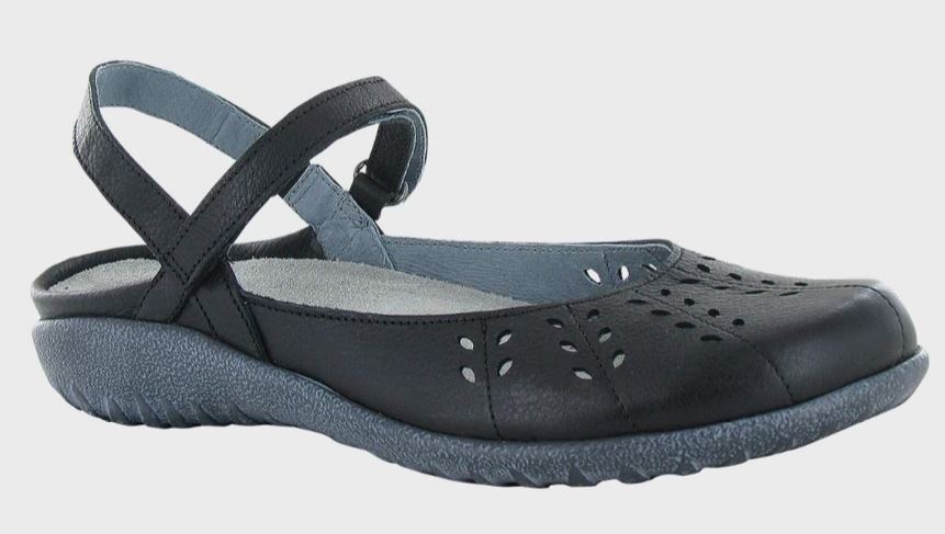 Naot Soft Black Leather Rari Womens Adjustable Strap Shoes 11176-BA6