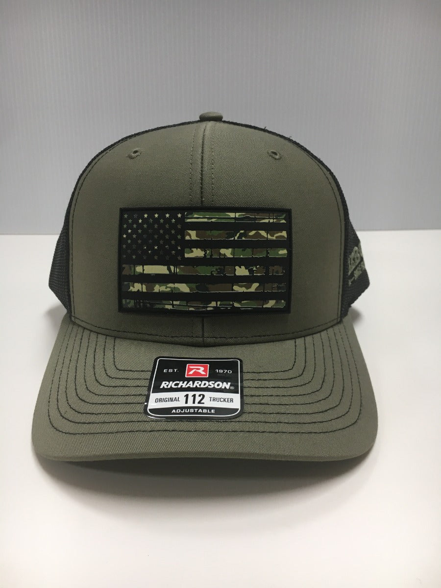 Richardson Loden Camo Flag Trucker Cap 112-LDBLK-CAMOF