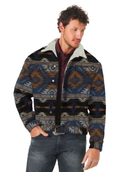 Wrangler Blue Depths Mens  Jacquard Sherpa Lined Jacket 112318500