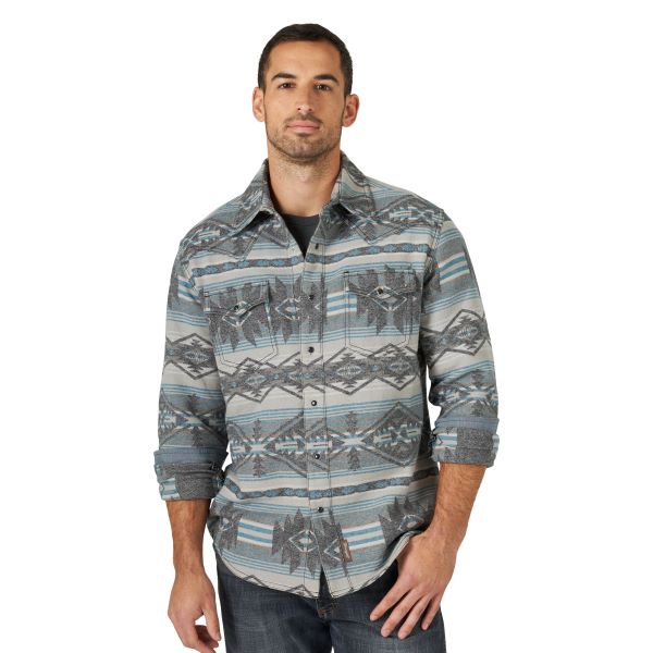 Wrangler Dark Shadow Retro Premium Jacquard Men's Longsleeve Snap Shirt 112318897