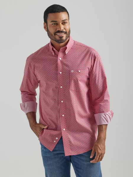 Wrangler Red Paisley Classic Button Down Longsleeve Men's Shirt 112324791