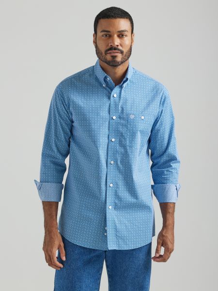 Wrangler Blue Classic Longsleeve Printed Shirt 112324793