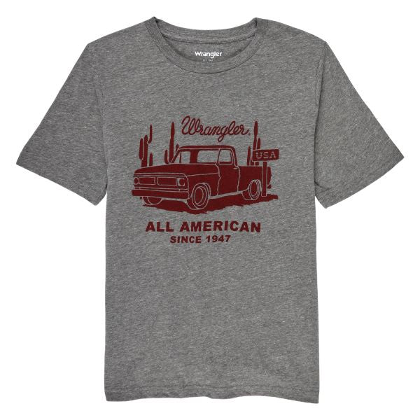 Wrangler Graphite Heather Vintage Truck Boy's Short Sleeve Tee Shirt 112328839