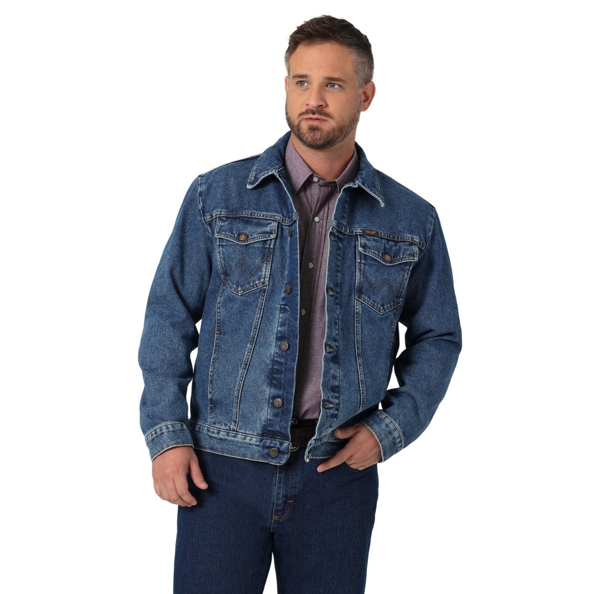 Wrangler Stonewash Cowboy Cut Unlined Men's Denim Jacket with Spread Collar 112335728