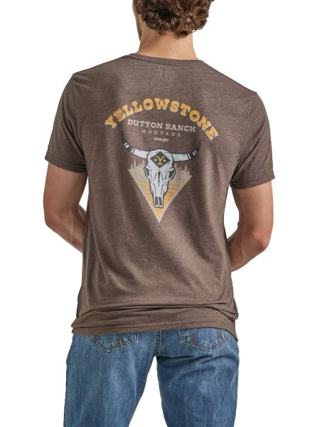 Wrangler x Yellowstone Brown Heather Steer Head Back Graphic Tee 112342333