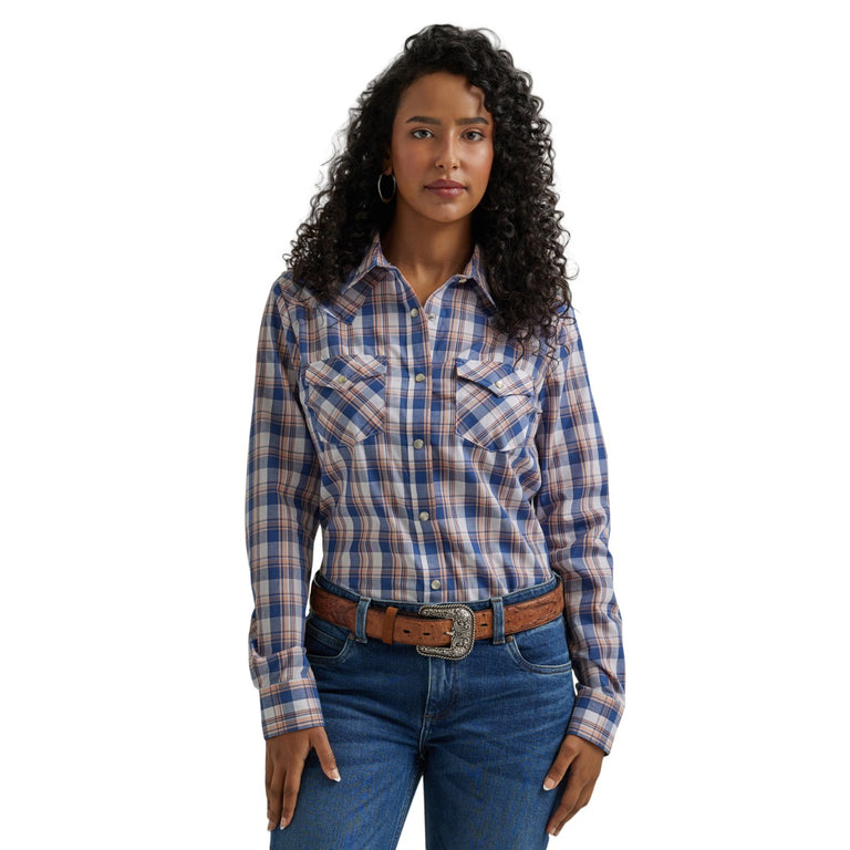 Chemise Western Wrangler Femme – Taille XL, Snap, Motif Plaid Multicolore