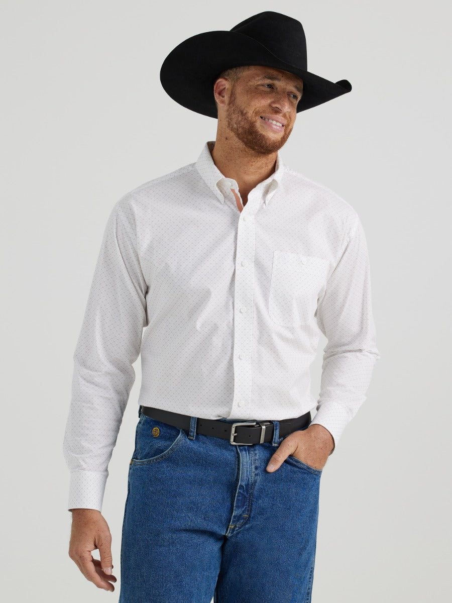 Wrangler Grassy Mini Floral George Strait One Pocket Men's Collared Long Sleeve Button Down Shirt 112344869