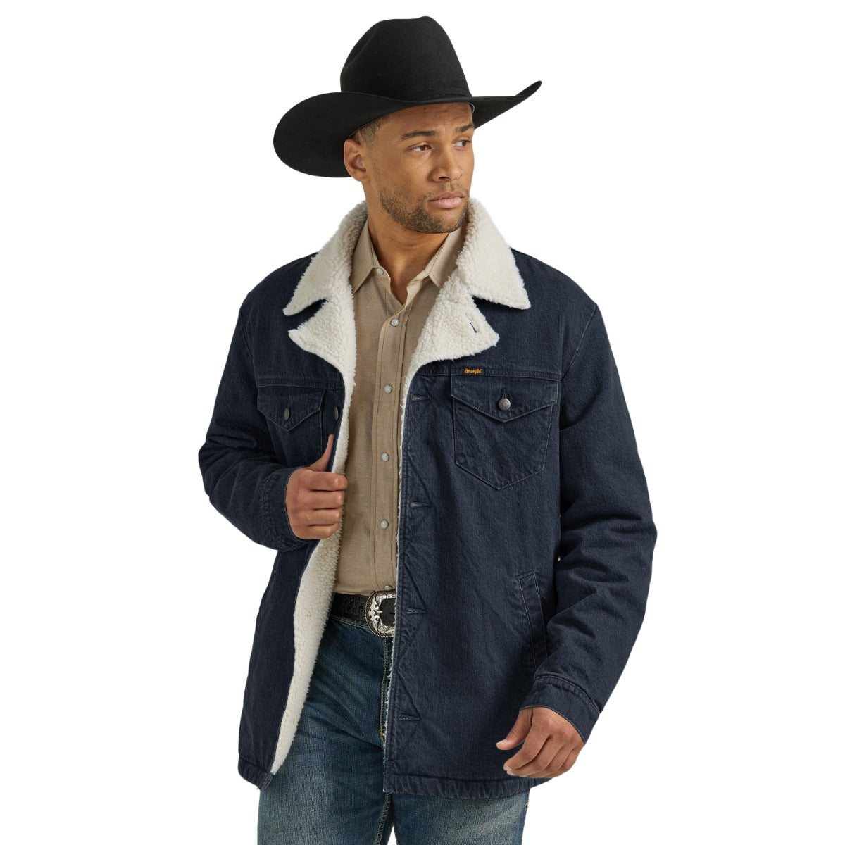 Wrangler Rustic Navy Western Sherpa Lined Denim Wrange Jacket 112353374