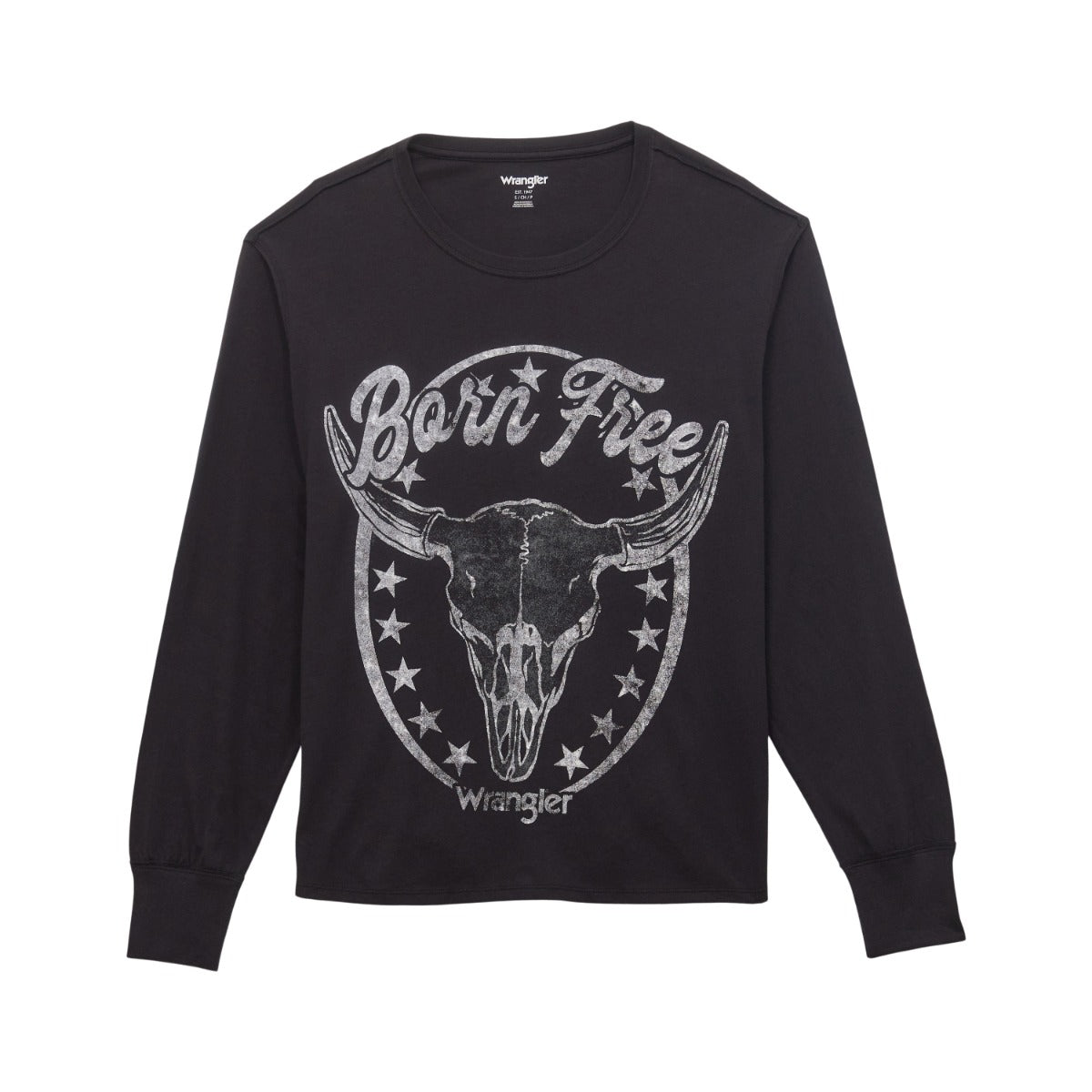 Wrangler Black Beauty Born Free Women's Graphic Long Sleeve Relaxed Tee Shirt 112354410