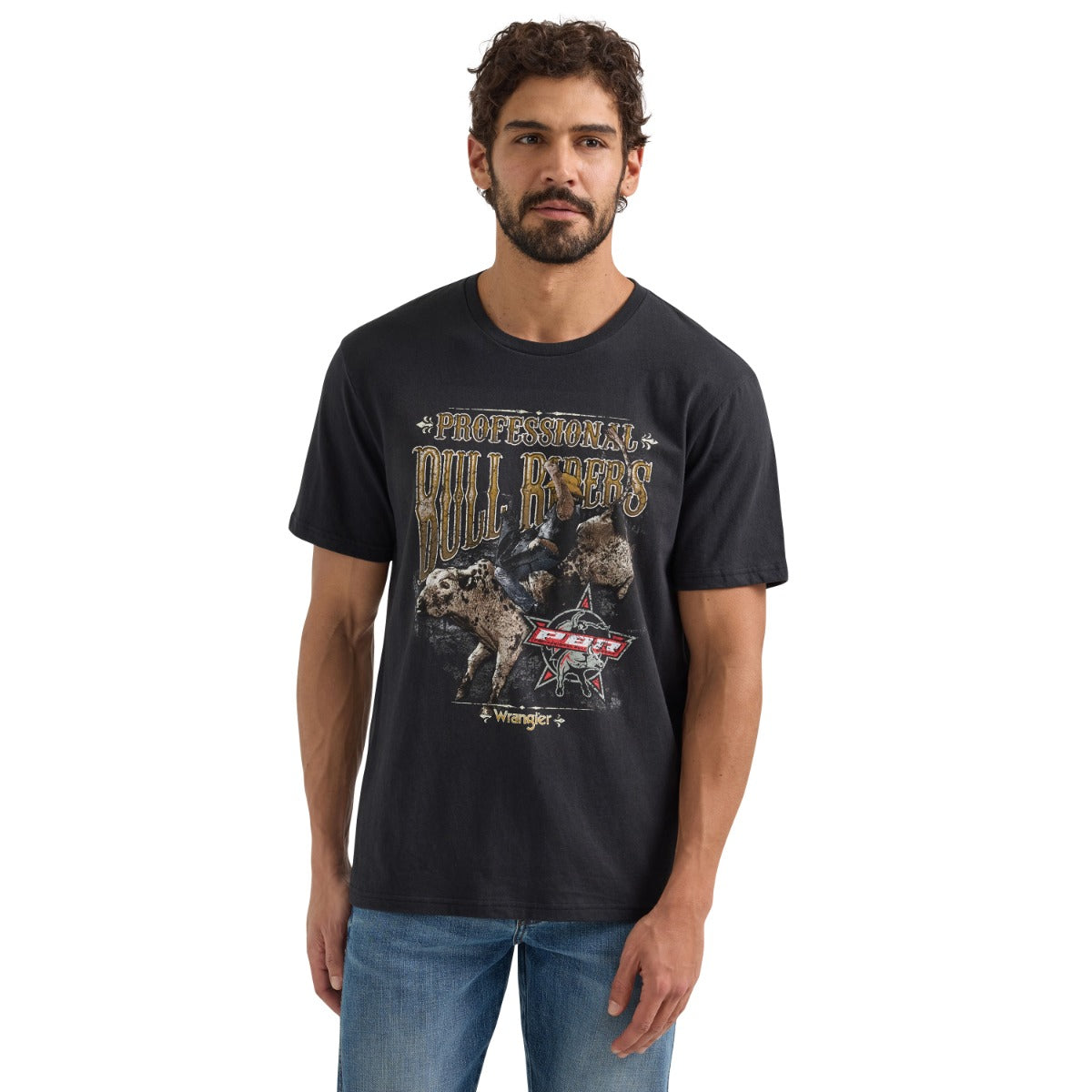 Wrangler Jet Black PBR Logo Men's Short Sleeve Graphic T-Shirt 112354519