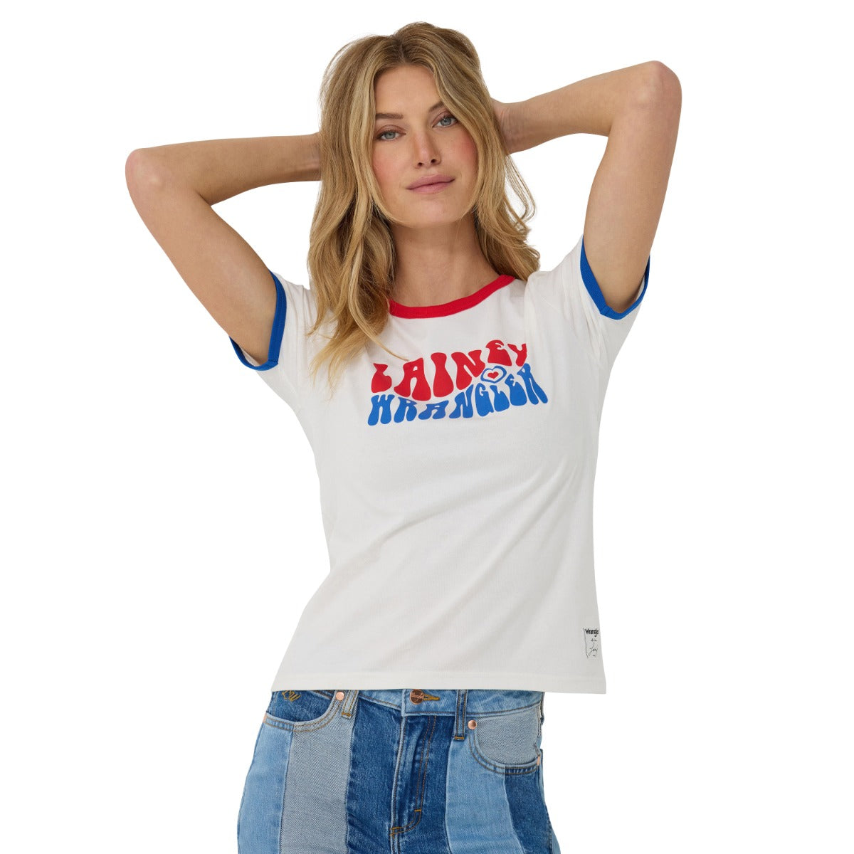 Wrangler x Lainey Wilson White Lainey Slim Ringer Women's Tee Shirt 112360645