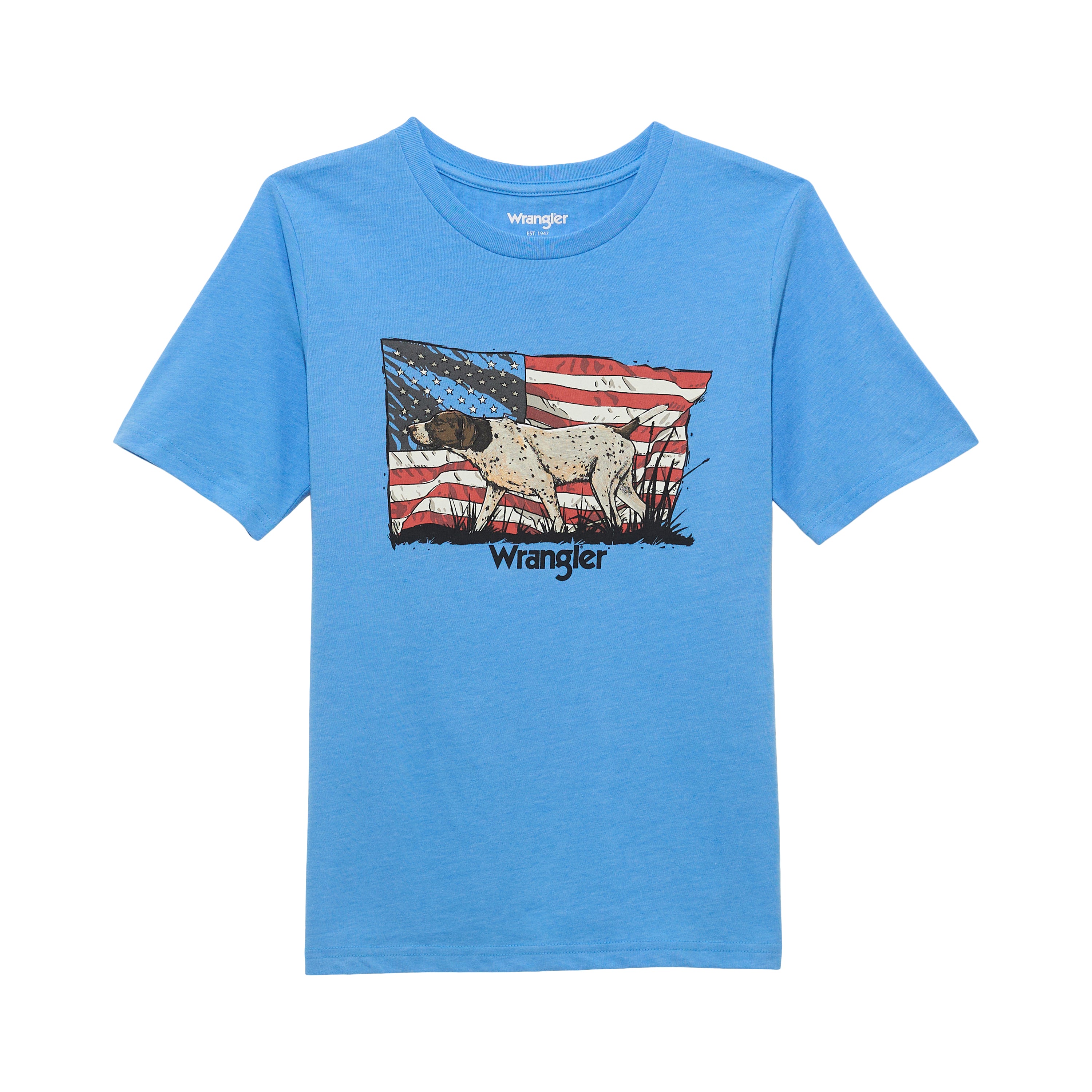 Wrangler Azure Blue Heather Boy's Logo Front Graphic T-Shirt 112361866