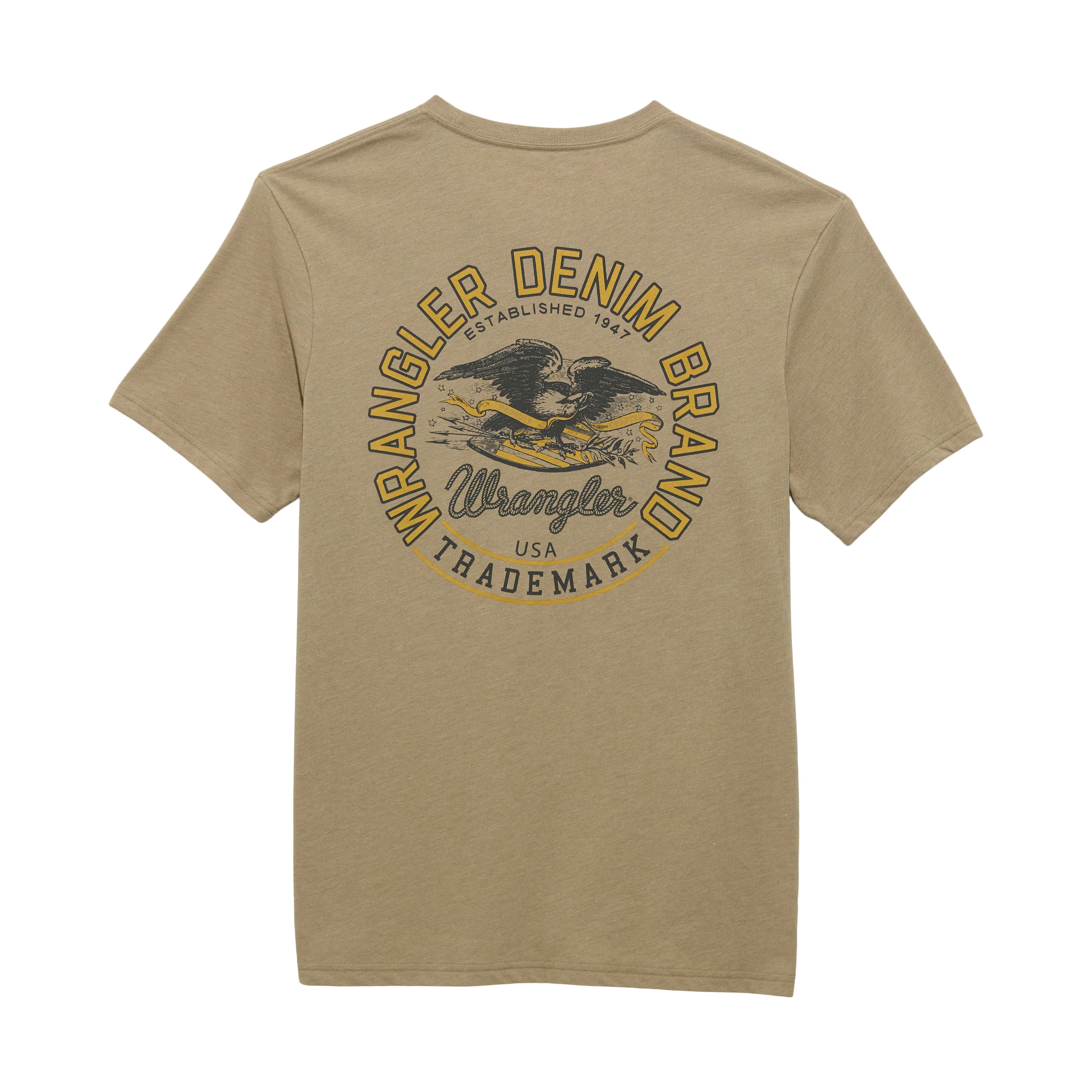Wrangler Eagle Brown Men's Back Graphic Wrangler Denim Brand Short Sleeve T-Shirt 112361900