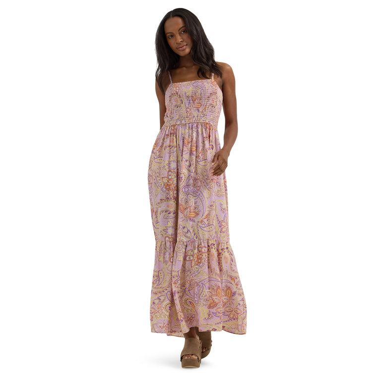Wrangler Women's Pastel Paisley Smocked Bodice Maxi Dress XL Wrangler Women's Pastel Paisley Smocked Bodice Maxi Dress XL