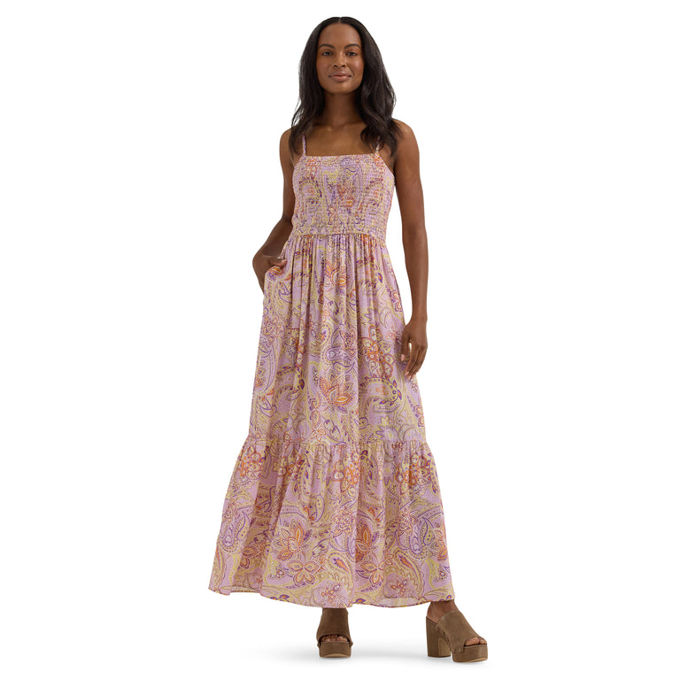 Wrangler Women's Pastel Paisley Smocked Bodice Maxi Dress XL Wrangler Women's Pastel Paisley Smocked Bodice Maxi Dress XL