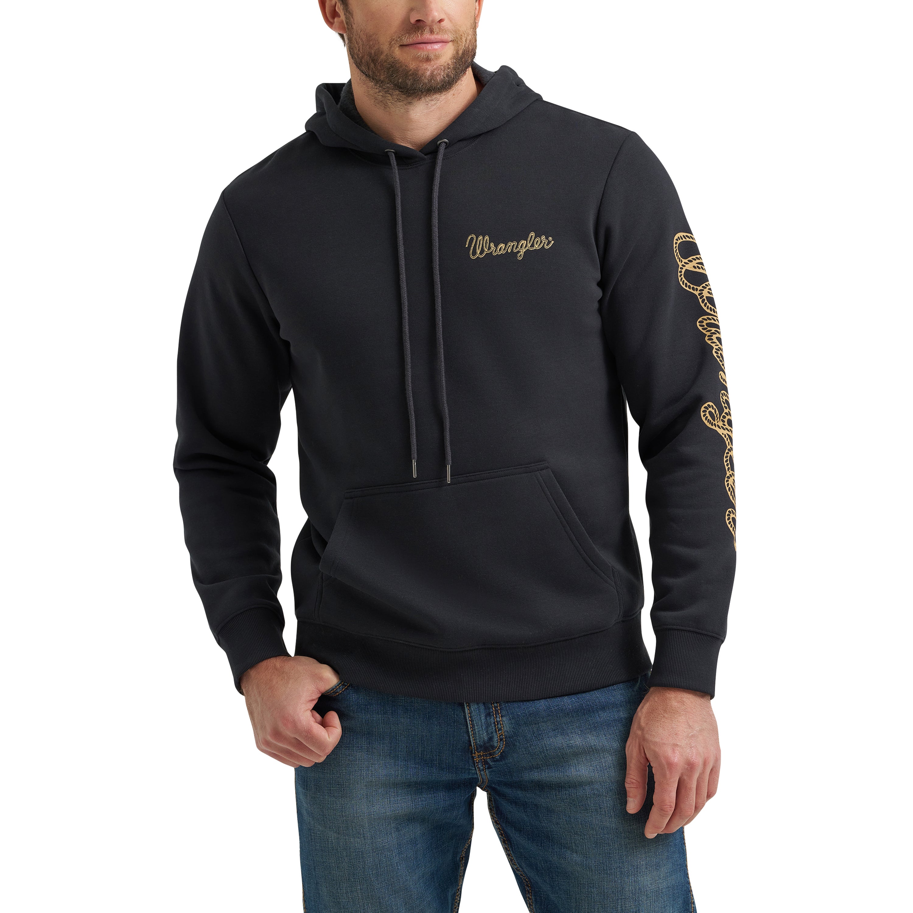 Wrangler Jet Black Rope Logo Men's Hoodie 112365736