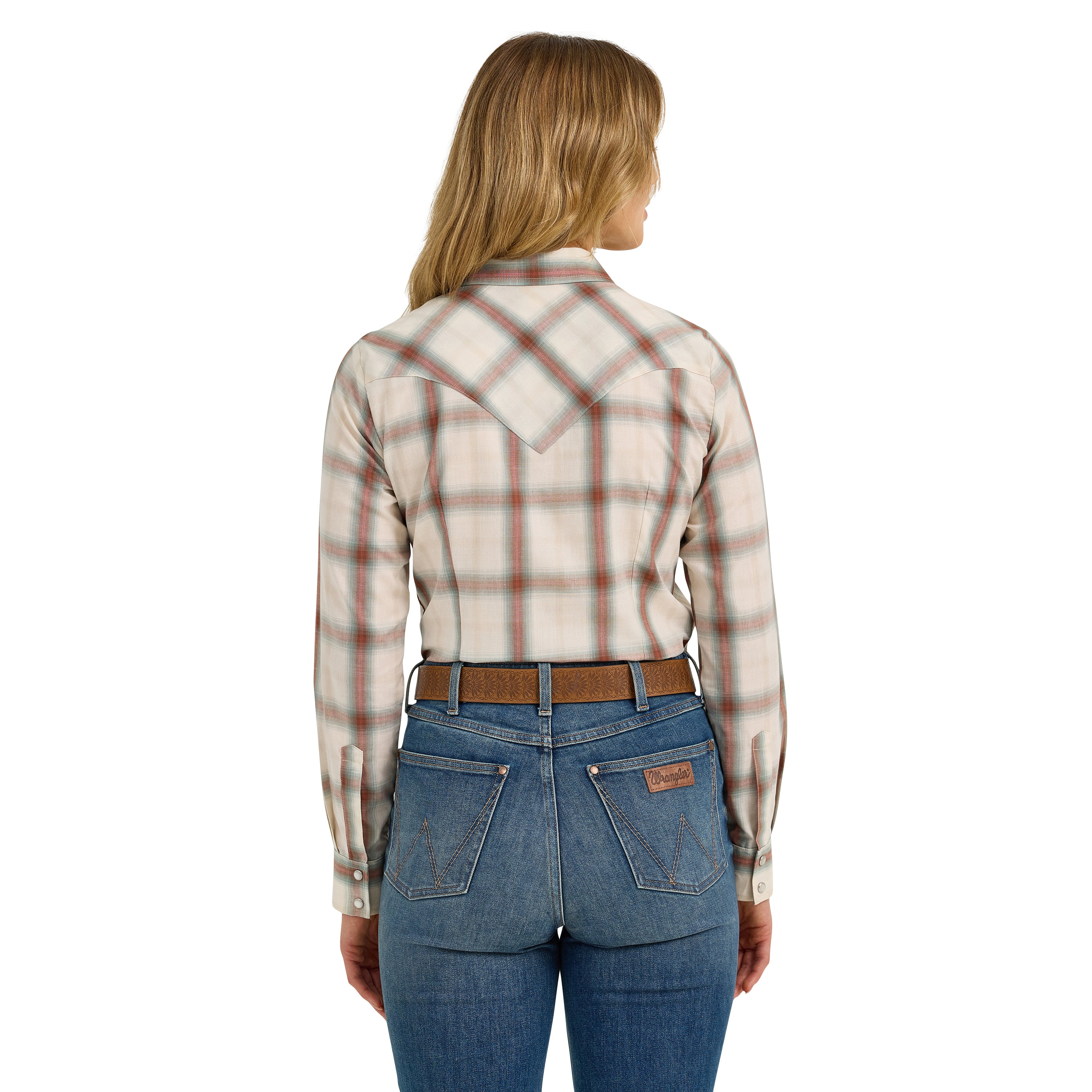 Wrangler Cream Plaid Women's Essential Top 112367227
