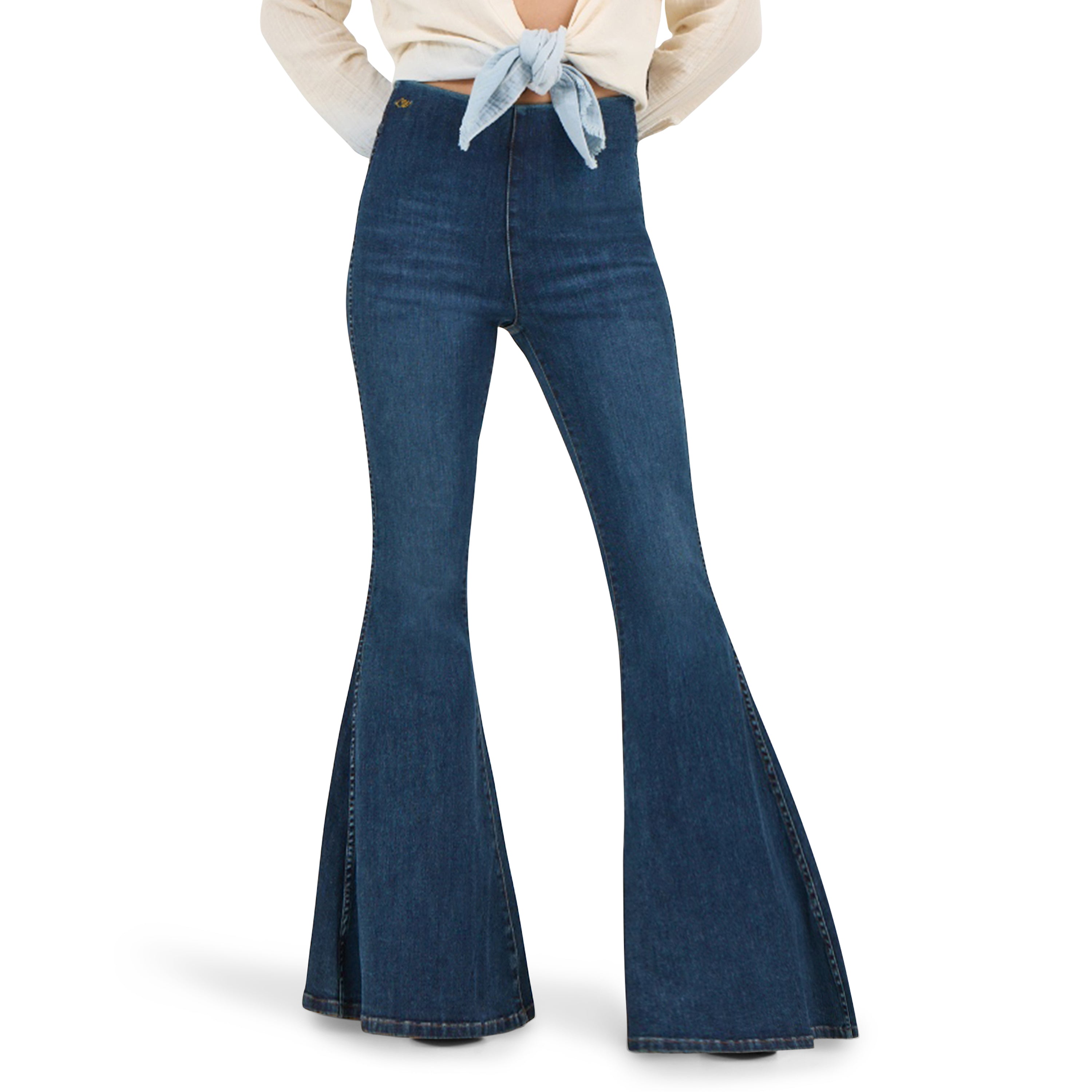 Wrangler x Lainey Wilson Dark Denim Wash Women's Pull On Bell Bottom Jeans 112368250