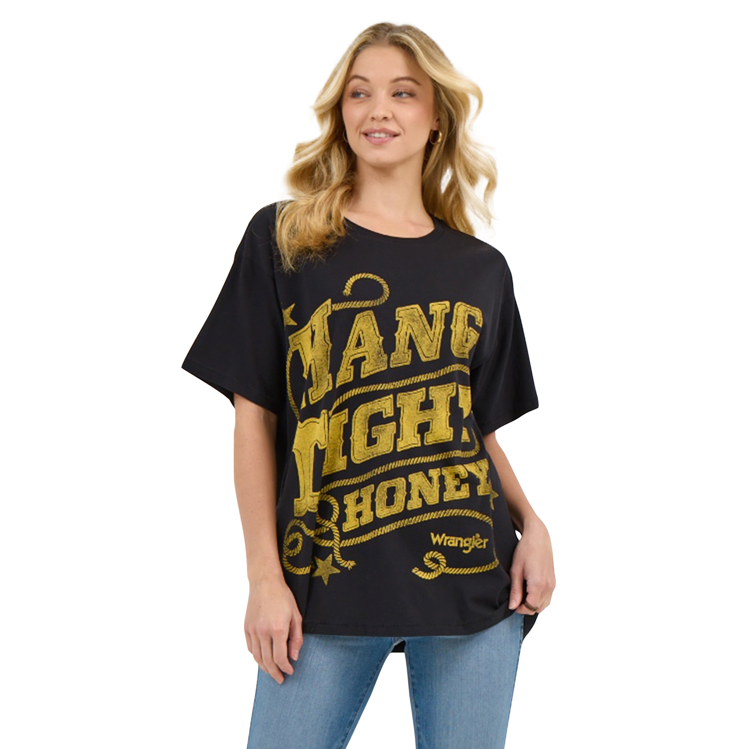 Wrangler x Lainey Wilson Hang Tight Honey Women's Oversized Tee Shirt 112368281